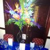 Tropical Flowers on Wrought Iron Stand